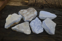 Natural Drusy Blue Lace Agate Plates x 6 From Namibia