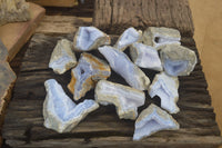 Natural Blue Lace Agate Geode Specimens x 12 From Nsanje, Malawi