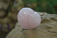 Polished Pink Rose Quartz Gemstone Hearts x 6 From Madagascar