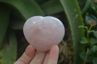 Polished Pink Rose Quartz Gemstone Hearts x 6 From Madagascar