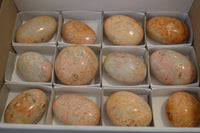 Polished Peachy Runestone Feldspar Massage Gallet - Palm stones x 12 From Kings Ranch, Zimbabwe