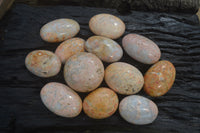 Polished Peachy Runestone Feldspar Massage Gallet - Palm stones x 12 From Kings Ranch, Zimbabwe