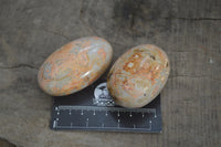 Polished Peachy Runestone Feldspar Massage Gallet - Palm stones x 12 From Kings Ranch, Zimbabwe