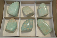 Polished Amazonite Standing Free Forms x 6 From Zimbabwe