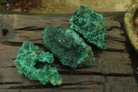 Natural Silky Malachite Specimens x 3 From Kasompe, Congo