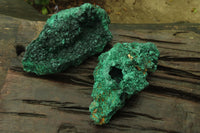 Natural Silky Malachite Specimens x 3 From Kasompe, Congo