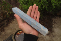 Polished Blue Spinel Spotted Quartz Points x 3 From Madagascar