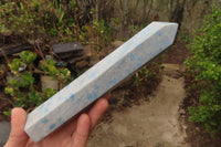 Polished Blue Spinel Spotted Quartz Points x 3 From Madagascar