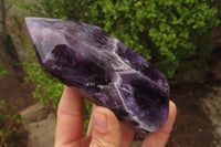 Polished Chevron Amethyst Points x 3 From Zambia