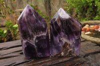 Polished Chevron Amethyst Points x 3 From Zambia