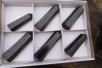 Polished Black Basalt Points -Prisms x 6 From Madagascar