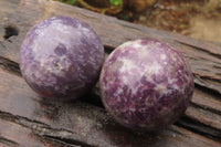 Polished Lepidolite Spheres x 4 From Ambatondrazaka, Madagascar