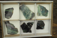 Natural Watermelon Fluorite Slices x 7 From Uis, Namibia