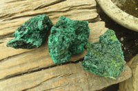 Natural Silky Malachite Specimens x 6 From Kasompe, Congo