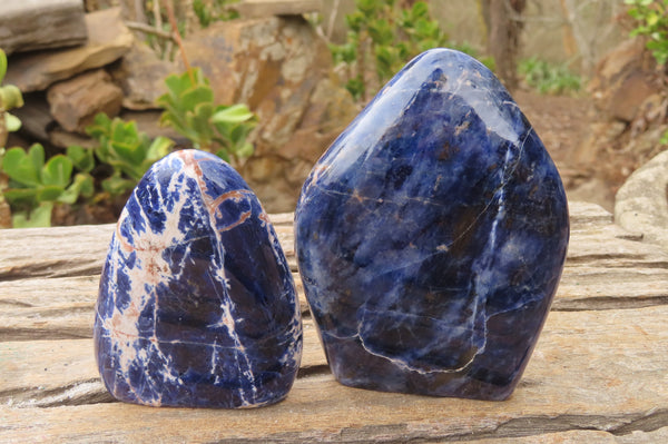 Polished Sodalite Standing Free Forms x 6 From Kunene River, Namibia