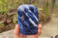 Polished Sodalite Standing Free Forms x 3 From Kunene River, Namibia