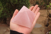 Polished Rose Quartz Pyramids x 3 From Madagascar