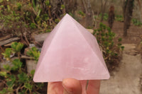 Polished Rose Quartz Pyramids x 3 From Madagascar