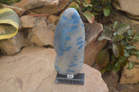 Polished Blue Spinel Spotted Quartz Standing Free Form x 1 From Madagascar