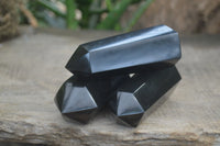 Polished Black Basalt Point-Prisms x 6 From Antsirabe, Madagascar