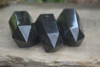 Polished Black Basalt Point-Prisms x 6 From Antsirabe, Madagascar