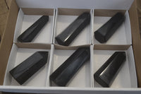 Polished Black Basalt Point-Prisms x 6 From Antsirabe, Madagascar