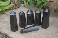 Polished Black Basalt Point-Prisms x 6 From Antsirabe, Madagascar