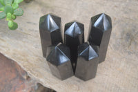 Polished Black Basalt Point-Prisms x 6 From Antsirabe, Madagascar