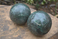 Polished Green Fuchsite Quartz Sphere-Balls x 2 From Madagascar