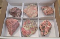 Natural Rhodonite Cobbed Specimens x 6 From Zimbabwe