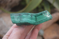 Polished Flower Banded Malachite Free Forms x 4 From Congo