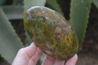 Polished Green Opal Standing Free Forms x 2 From Antsirabe, Madagascar