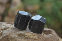 Natural Alluvial Schorl Black Tourmaline Crystals x 20 From Zimbabwe