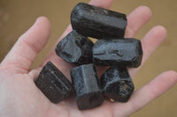 Natural Alluvial Schorl Black Tourmaline Crystals x 20 From Zimbabwe