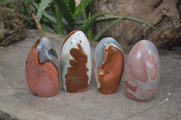 Polished Polychrome Jasper Standing Free Forms x 4 From Madagascar