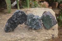 Natural Libethenite Crystals On Dolomite Matrix Specimens x 3 From Shituru, Congo