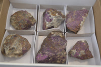 Natural Metallic Purpurite Cobbed Specimens x 6 From Erongo, Namibia