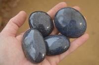 Polished Lazulite Galet-Palm Stones x 20 From Madagascar