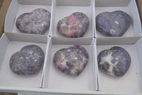 Polished Lepidolite With Rubellite Hearts x 6 From Madagascar