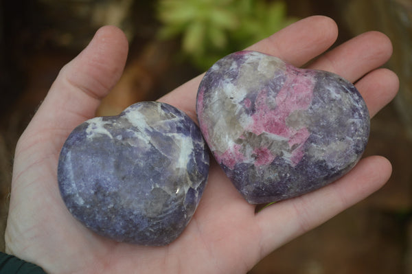 Polished Lepidolite With Rubellite Hearts x 6 From Madagascar