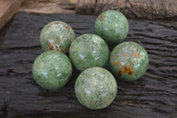 Polished Chrysoprase Sphere-Balls x 6 From Madagascar