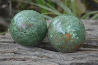 Polished Chrysoprase Sphere-Balls x 6 From Madagascar