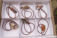 Polished Mixed Copper Wire Wrapped Pendants x 6 From South Africa