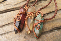 Polished Mixed Copper Wire Wrapped Pendants x 6 From South Africa