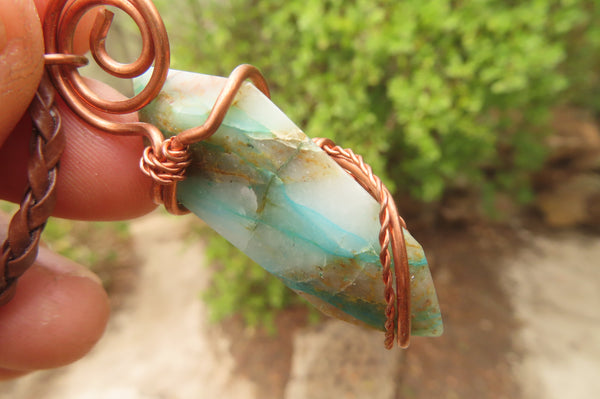 Polished Mixed Copper Wire Wrapped Pendants x 6 From South Africa