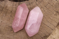 Polished Double Terminated Rose Quartz Points x 6 From Madagascar