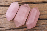 Polished Double Terminated Rose Quartz Points x 6 From Madagascar