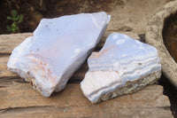 Natural Blue Lace Agate Plate Specimens x 2 From Namibia