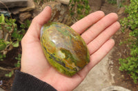 Polished Green Opal Standing Free Forms x 6 From Antsirabe, Madagascar