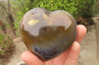 Polished Banded Agate Hearts x 6 From Madagascar